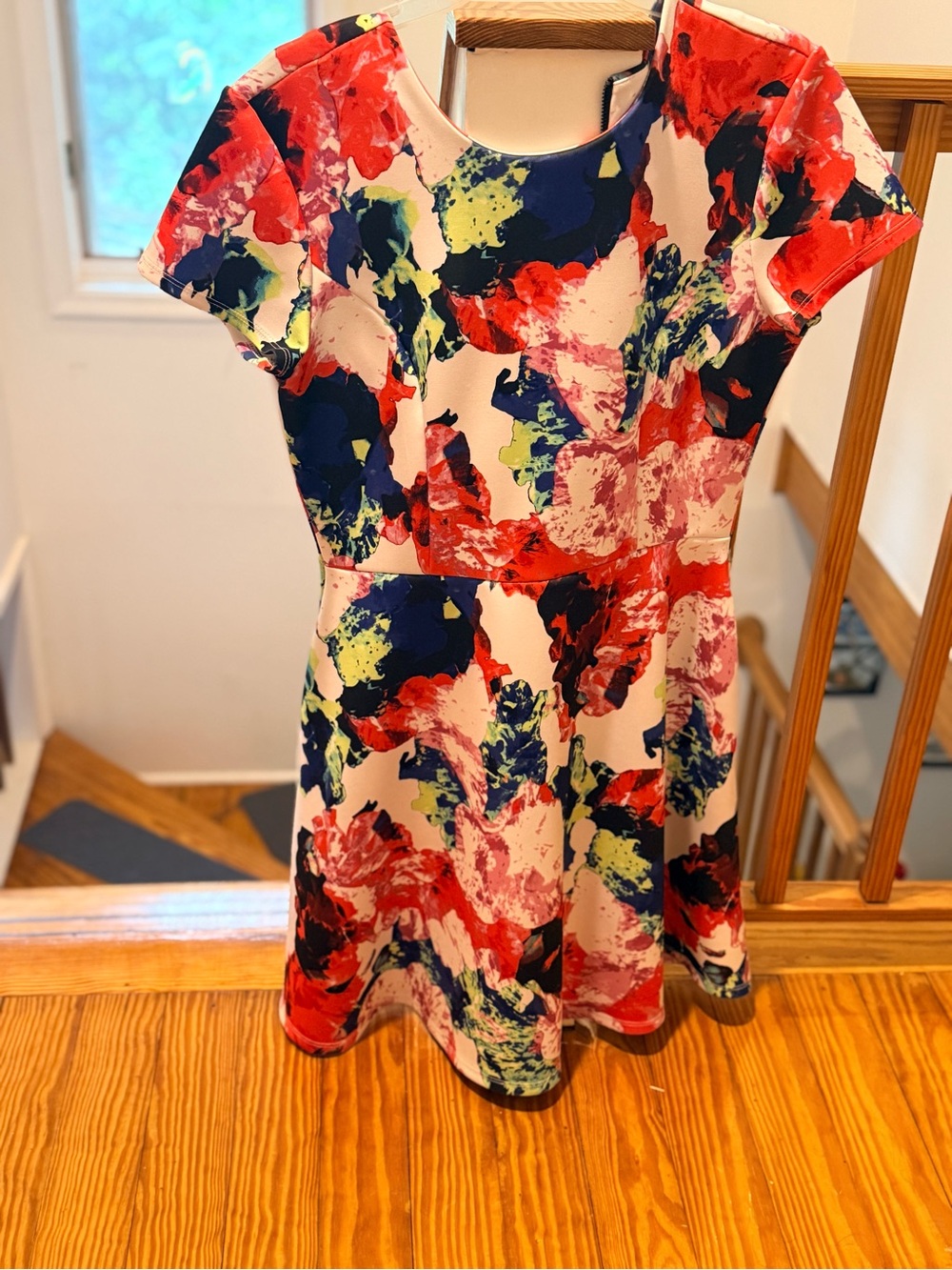 Vince Camuto Floral Abstract Midi Dress in Navy, Red, Pink, Lime